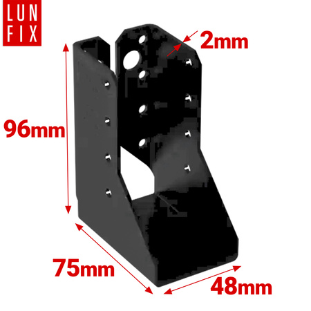 Závěs trámu černý 48x96x75x2  dělená bodka 1ks.