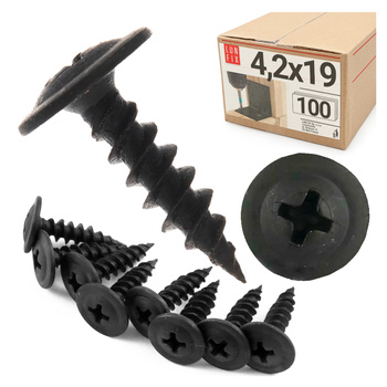 Šrouby na kov černé 4,2x19 s talířovou hlavou 100ks.