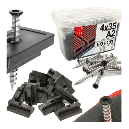 Montážní klipy pro terasová prkna se šroubem 4x35 mm 100ks.