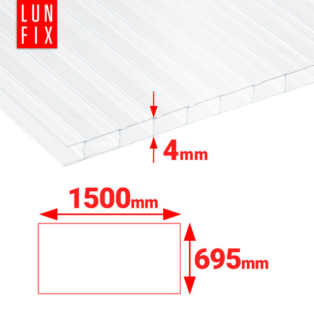 Komůrkový polykarbonát 4 mm čirý 695x1500 mm
