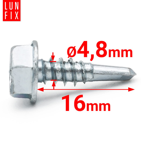 Samovrtný šroub 4,8x16 šestihranný DIN7504K pozinkovaný 100 ks.