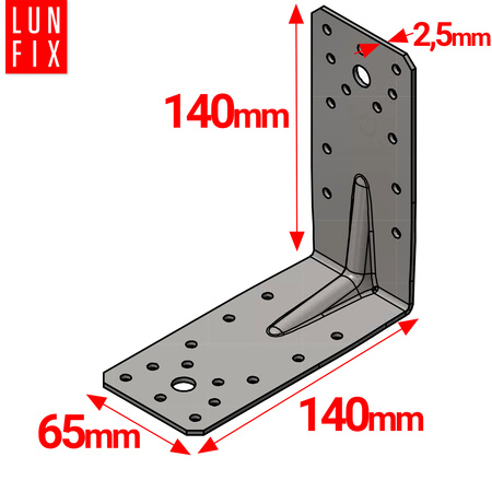 Úhelník s prolisem černý 140x140x65x2 10ks.