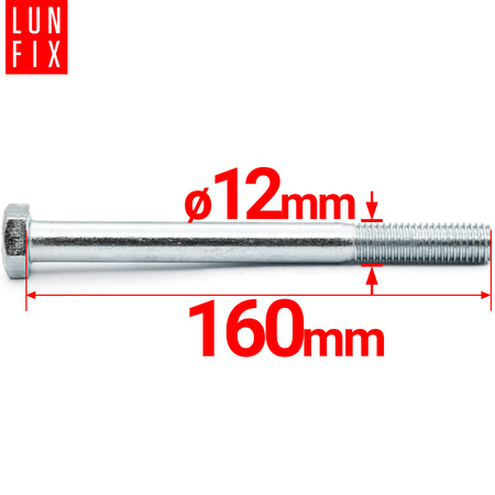 Metrický šroub M12x160 částečný závit DIN 931 třída 8.8 pozink. 1kg