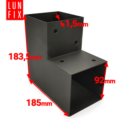 Spojka trámů L 90x90mm čtvercová podpora na hranoly 2 konci