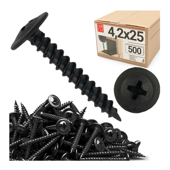 Šrouby na kov černé 4,2x25 s5 talířovou hlavou 500ks.