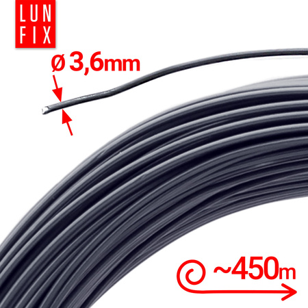 Napínací drát šedý pozinkovaný povlečený PVC 3,6 mm 450 m