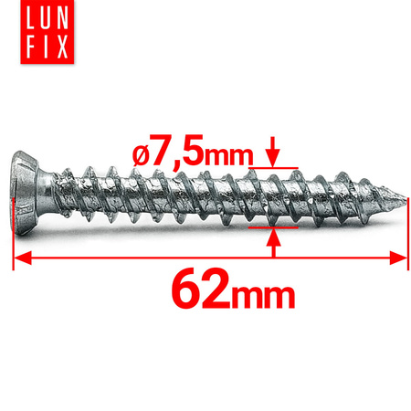 Vrut na okenní a dveřní rám 7.5x62 pozink 100 ks.