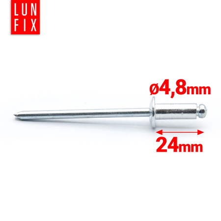 Nýt trhací 4,8x24mm hliník/ocel se zapuštěnou hlavou 50szt
