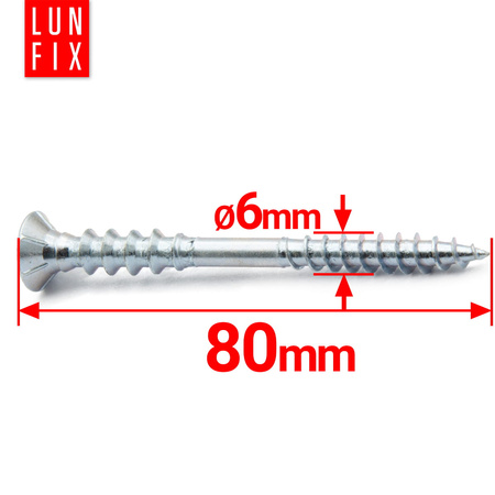 Distanční vrut 6x80 se zapustnou hlavou pozinkovaný TORX30 100ks