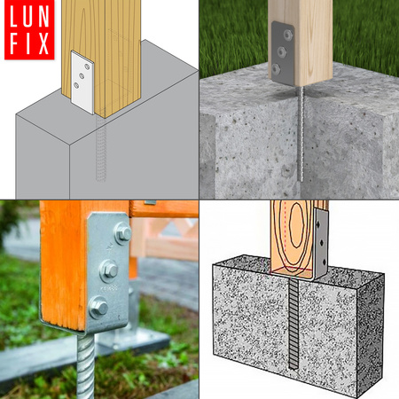 Kotevní patka s týčí do betonu 100mm + šrouby
