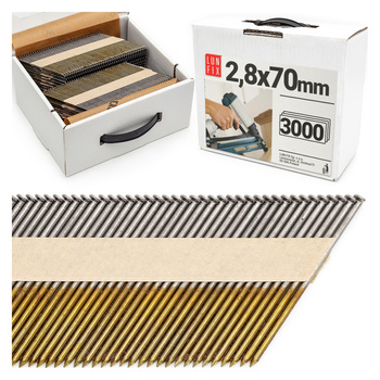 Hřebíky do hřebíkovačky 70mm 2,8x70 hladké na papíře černé 3000ks.