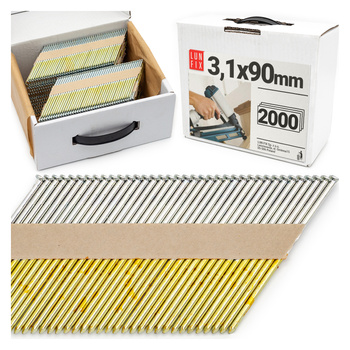 Hřebíky do hřebíkovačky 90mm 3,1x90 3,5'' hladké na papíře pozinkované 2000ks.