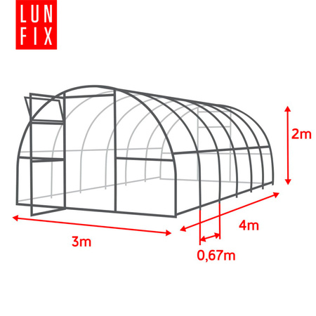 Polykarbonátový skleník 3x4 m, profil 20x20 mm, 3mm