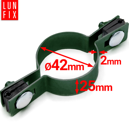 Příchytka plotového panelu průběžná fi42mm zelená