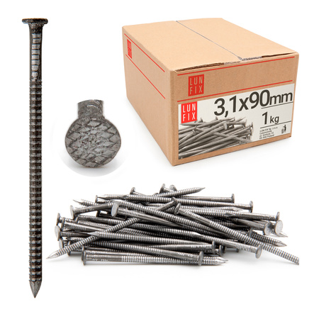 Vroubkované hřebíky 3,1x90 mm 3,5" černé 1kg