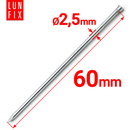 Hřebíky kolářské 2,5x60mm stříbrné pozinkované 100g