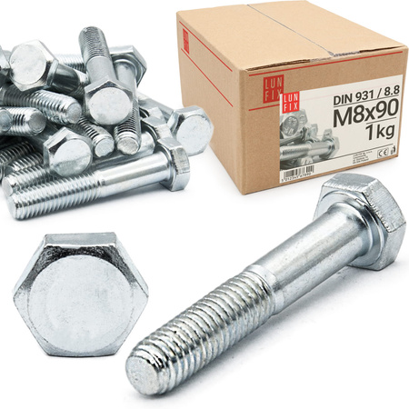 Metrický šroub M8x90 částečný závit DIN 931 třída 8.8 pozink. 1kg