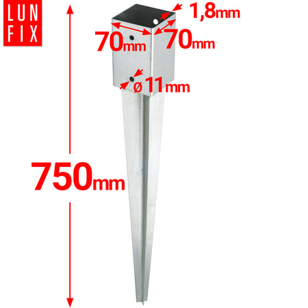 Zatloukací patka 7 cm + šrouby