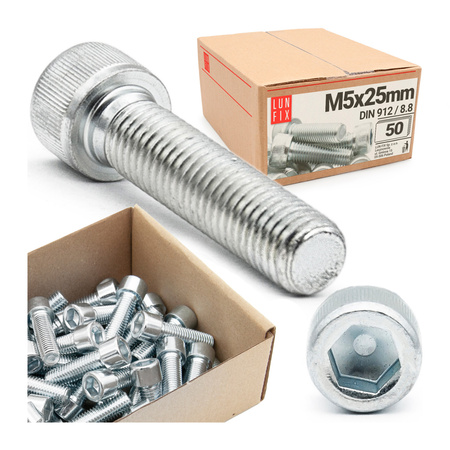 Šroub s válcovou hlavou M5x25 vnitřní šestihran DIN912 třída 8,8 50ks