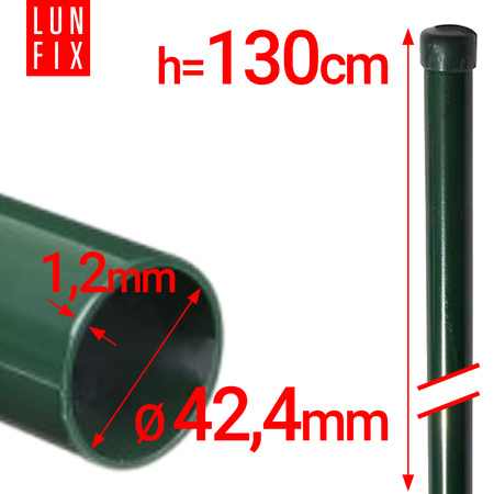 Plotový sloupek kulatý fi 42 1,3m zelený