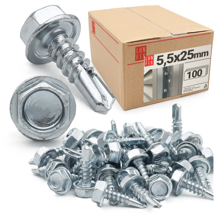Samovrtný vrut 5,5x25 se šestihrannou hlavou DIN7504K pozinkovaný 100 ks.
