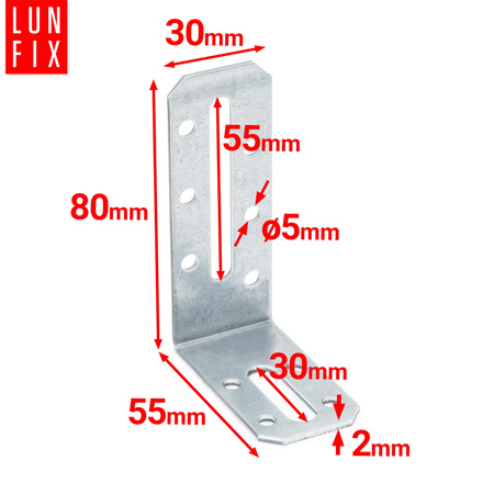 Oboustranně nastavitelný úhelník KRD3 80x55x30x2 mm 10 ks.