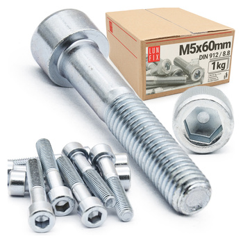 Šroub s válcovou hlavou M5x60 vnitřní šestihran DIN912 třída 8,8 1kg