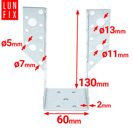 Závěs trámu 60x130 mm spojovací botka WB60