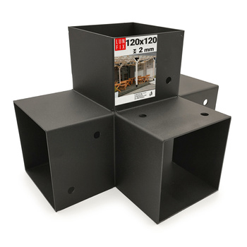 Spojka trámů X 120x120mm čtvercová podpora na hranoly 4 konci