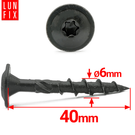 Talířový šroub 6x40 na kotevní patku černý 10ks.