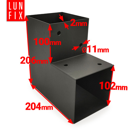 Spojka trámů L 100x100mm čtvercová podpora 2 konce