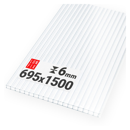 Komůrkový polykarbonát 6 mm čirý 695x1500 mm pro skleníky čirá deska