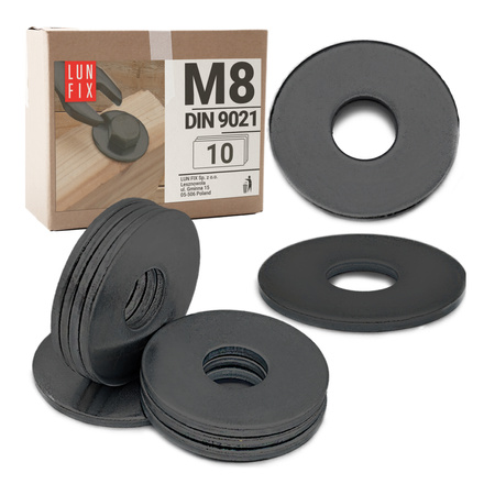 Velkoplošná podložka M8 černý pozink DIN9021 10ks.