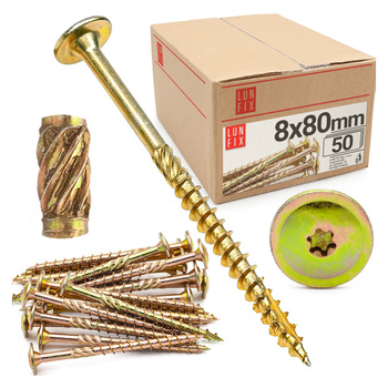 Tesařský talířový vrut 8x80 do dřeva WKCP 50ks.