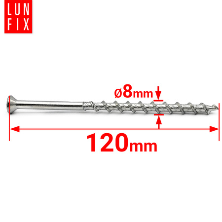 Vruty na beton 8x120 se zápustnou hlavou TX30 50 kusů