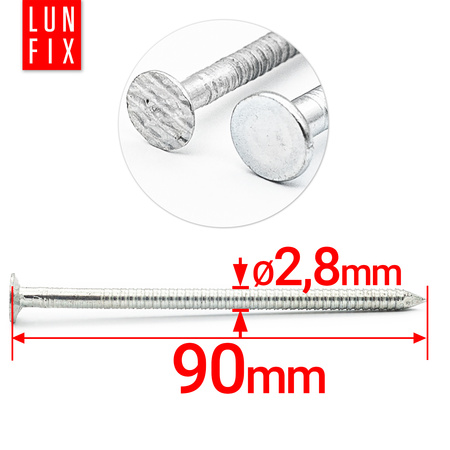 Vroubkované hřebíky 2,8x90 mm 3,5" pozinkované 1 kg