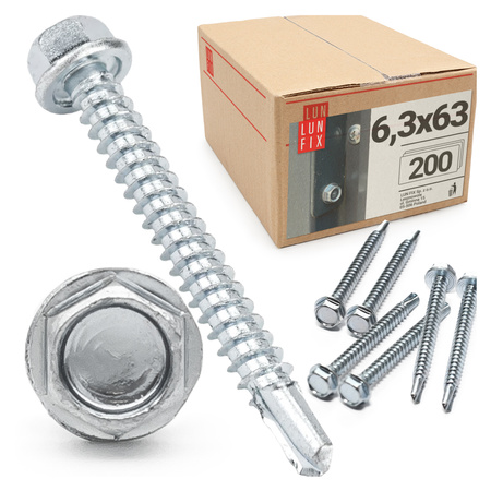 Samovrtný šroub 6,3x63 šestihranný DIN7504K pozinkovaný 200ks.