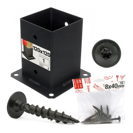 Černá patka 12x12 cm + šrouby