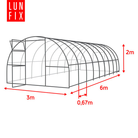 Polykarbonátový skleník 3x6m, profil 20x40mm, 6mm