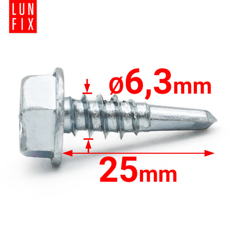 Samovrtný šroub 6,3x25 šestihranný DIN7504K pozinkovaný 50ks.