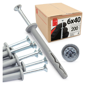 Hmoždinky natloukací 6x40 hříbek, rozpěrné 200 ks.