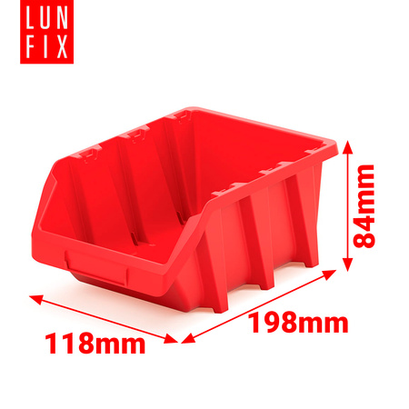 Kontejnery na nářadí červené 198x118x84mm 20ks.