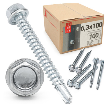 Samovrtný šroub 6,3x100 šestihranný DIN7504K pozinkovaný 100ks.
