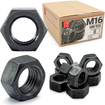 Šestihranná matice M16 DIN 934 třída 6 černá 8ks.