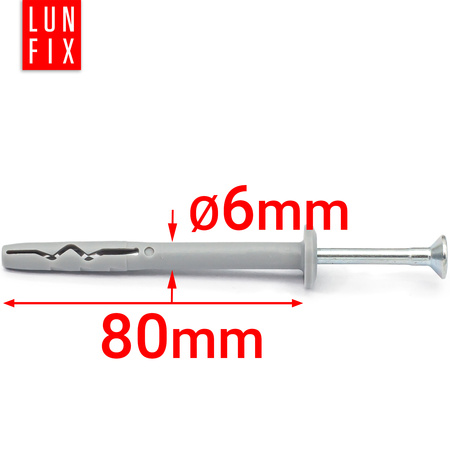 Hmoždinky natloukací 6x80 hříbek, rozpěrné 100 ks.