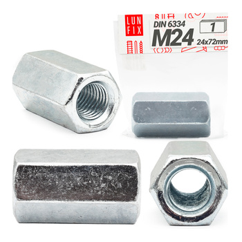 Prodlužovací matice M24x72 DIN 6334 šestihranná pozinkovaná 1 kus