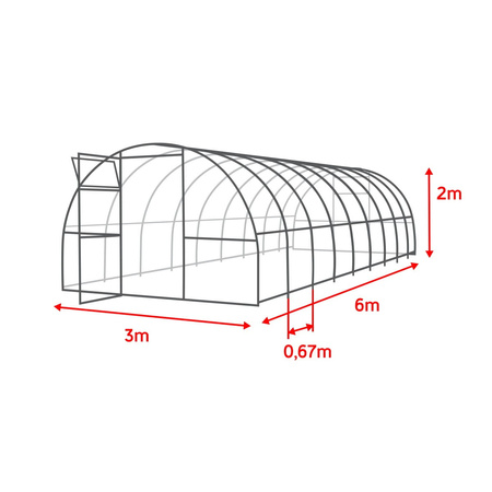 Polykarbonátový skleník 3x10m, profil 20x20mm, 6mm