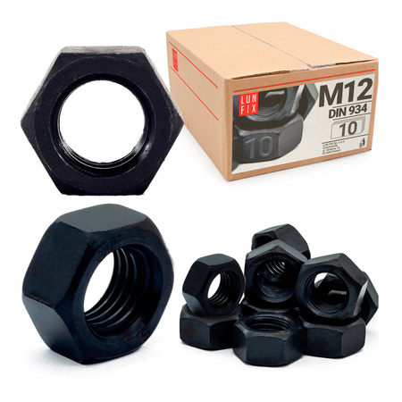 Šestihranná matice M12 DIN 934 třída 10 černá 10ks.