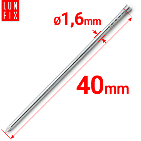 Hřebíky kolářské 1,6х40 mm 1,5" stříbrné 1kg