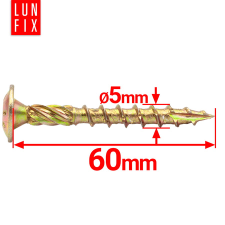 Tesařský talířový vrut 5x60 do dřeva WKCP 200ks.
